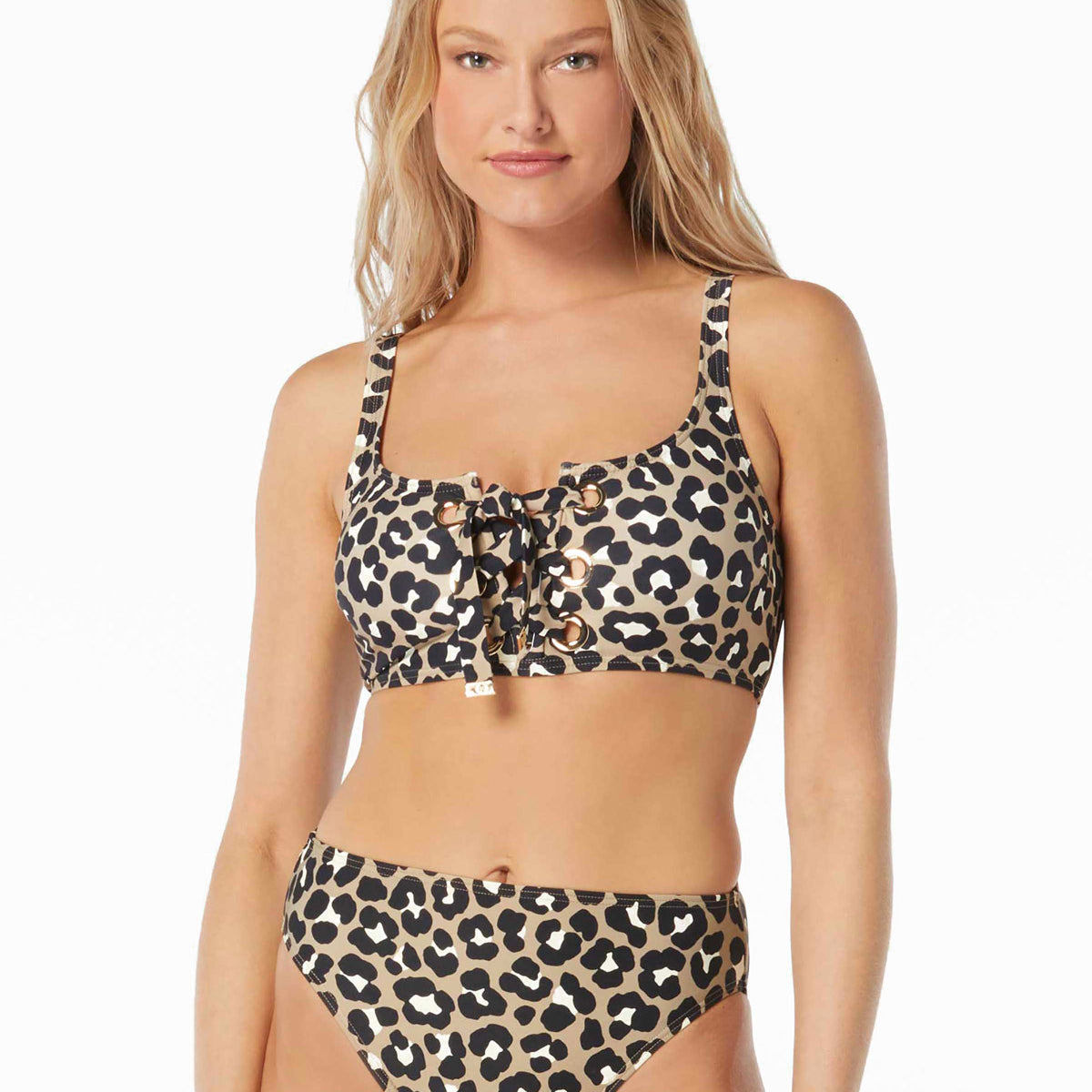 Michael Michale Kors: Graphic Cheetah Lace Up Bralette Top – Swim City