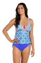 24th & Ocean: Beachside Tile Surplice Tankini Top