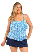 24th & Ocean: Plus Size Beachside Tile Two Tiered Tankini Top