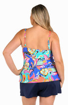 24th & Ocean Plus Size Prima Paisley High Neck Cutout Tankini Top