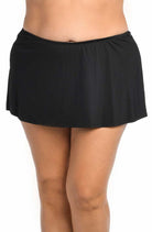 24th & Ocean: Plus Size Solid Skirted Swim Bottom - BLACK