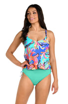 24th & Ocean: Prima Paisley V-Neck Blouson Tankini Top