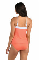 24th & Ocean: Santorini Block High Neck Tankini Top - CORAL