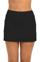 24th & Ocean: Solid High Waist Swim Skort - BLACK