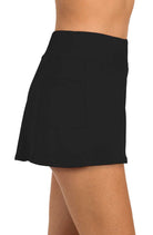 24th & Ocean: Solid High Waist Swim Skort - BLACK