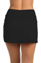 24th & Ocean: Solid High Waist Swim Skort - BLACK