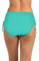 24th & Ocean: Solid Mid Rise Adjustable Side Tie Bikini Bottom - AQUA