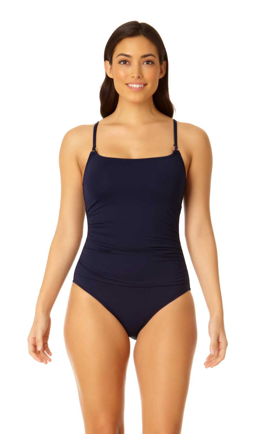 Anne Cole: One Piece Solid Shirred Lingerie Maillot