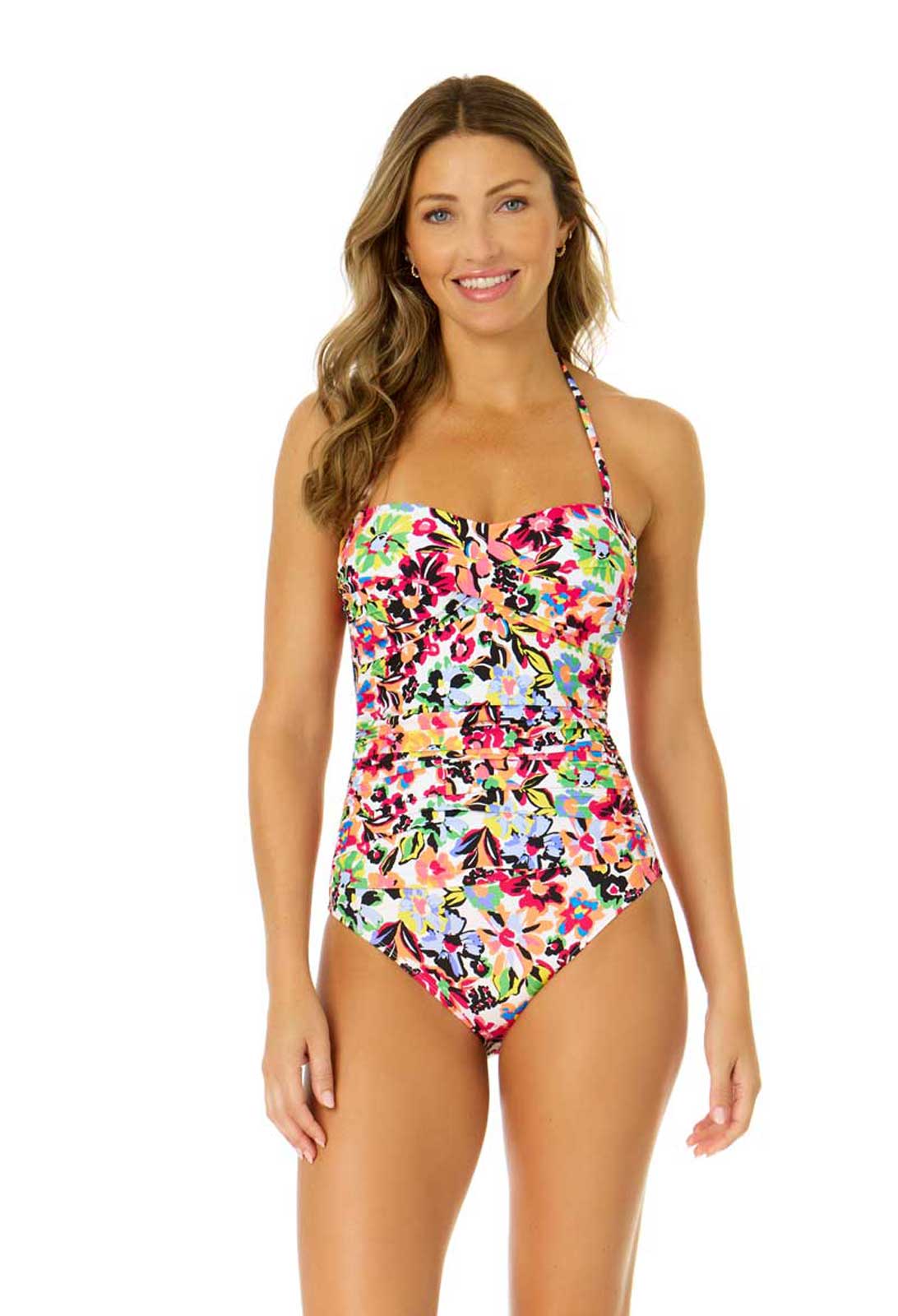 Anne cole twist front bandeau one piece on sale