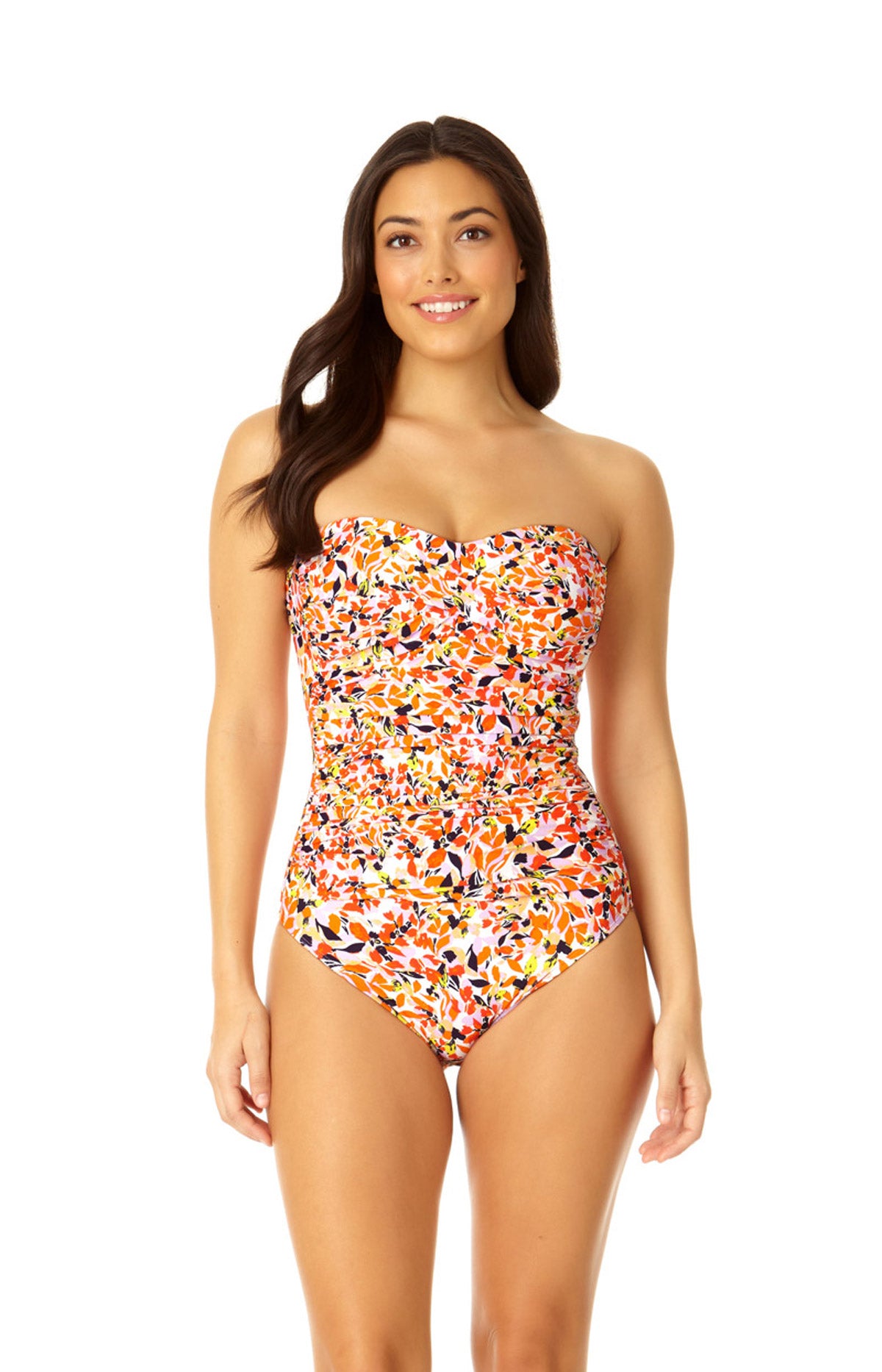 Anne Cole One Piece Whirlpool Twist Front Shirred Bandeau Swim City