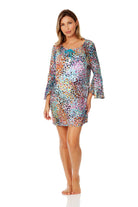 Anne Cole: Sunset Dot Bell Sleeve Tunic Cover Up