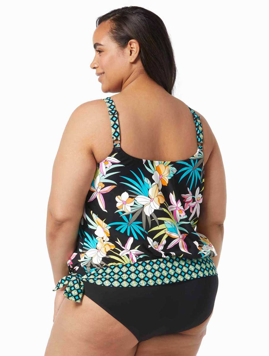 Beach House Plus Size Tropical Bloom Sarah Blouson Tankini Top