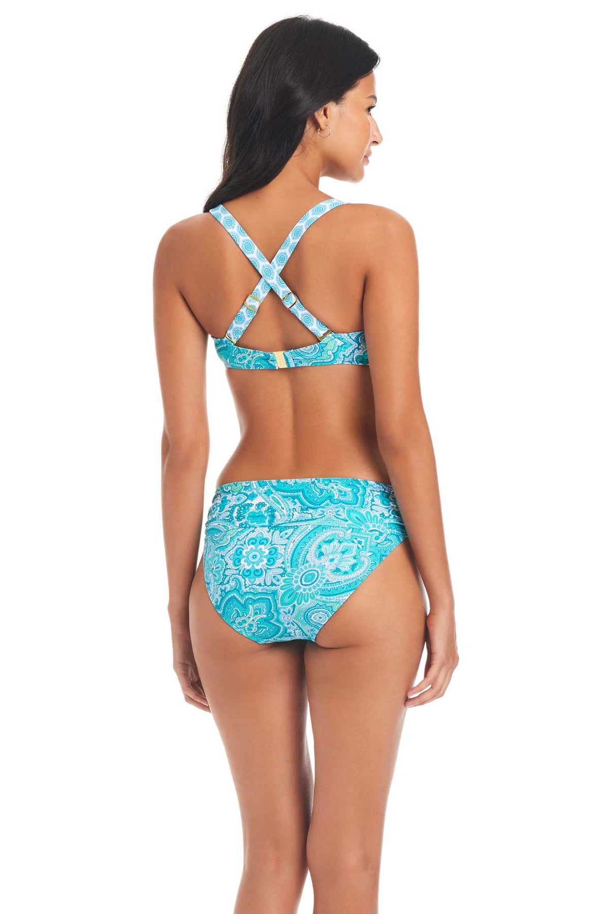 Ocean Blue Ribbed Long Crop Bikini Top - Free Shipping $150+