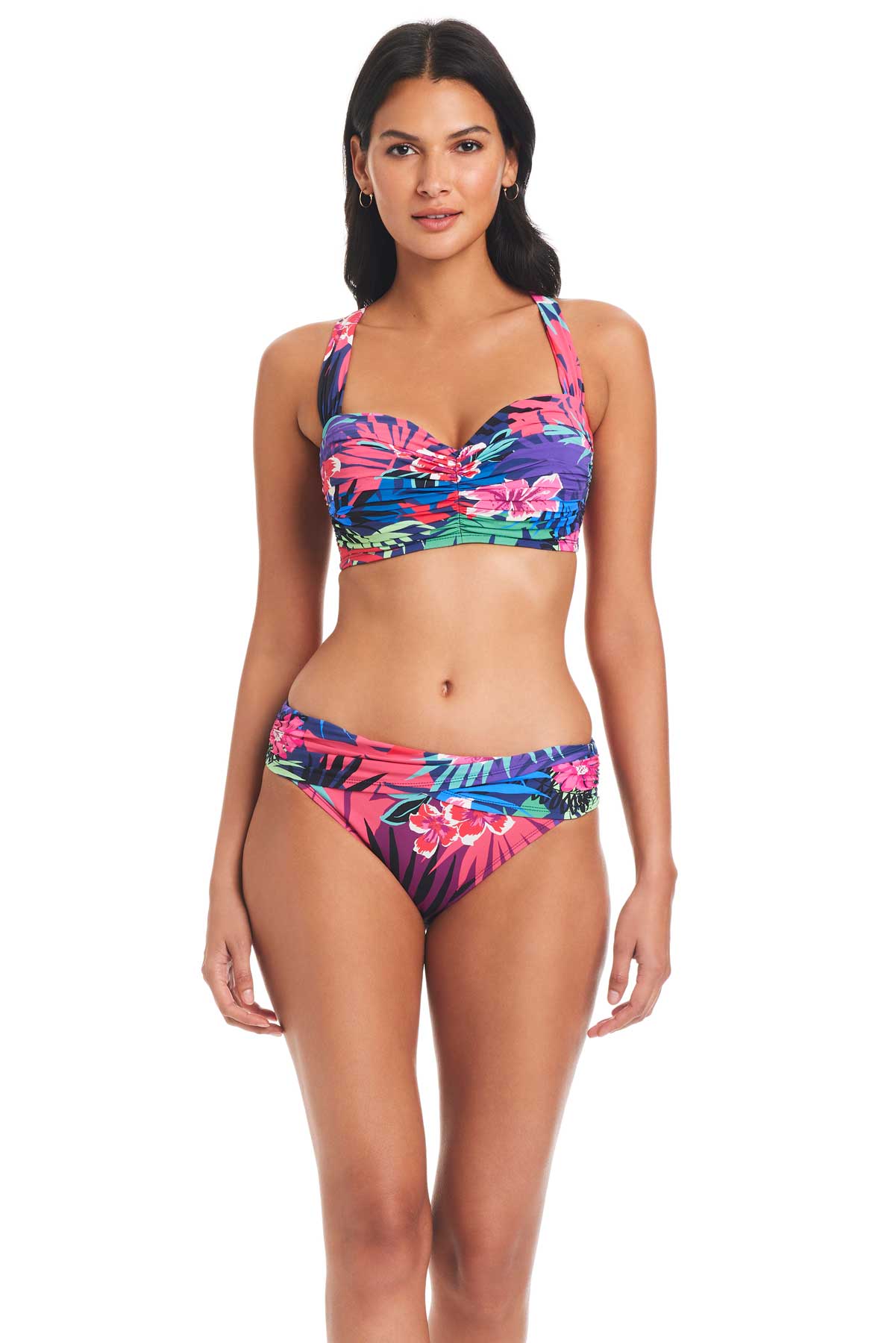 Bleu: Hawaiian Punch Shirred Bandeau Bikini Top – Swim City