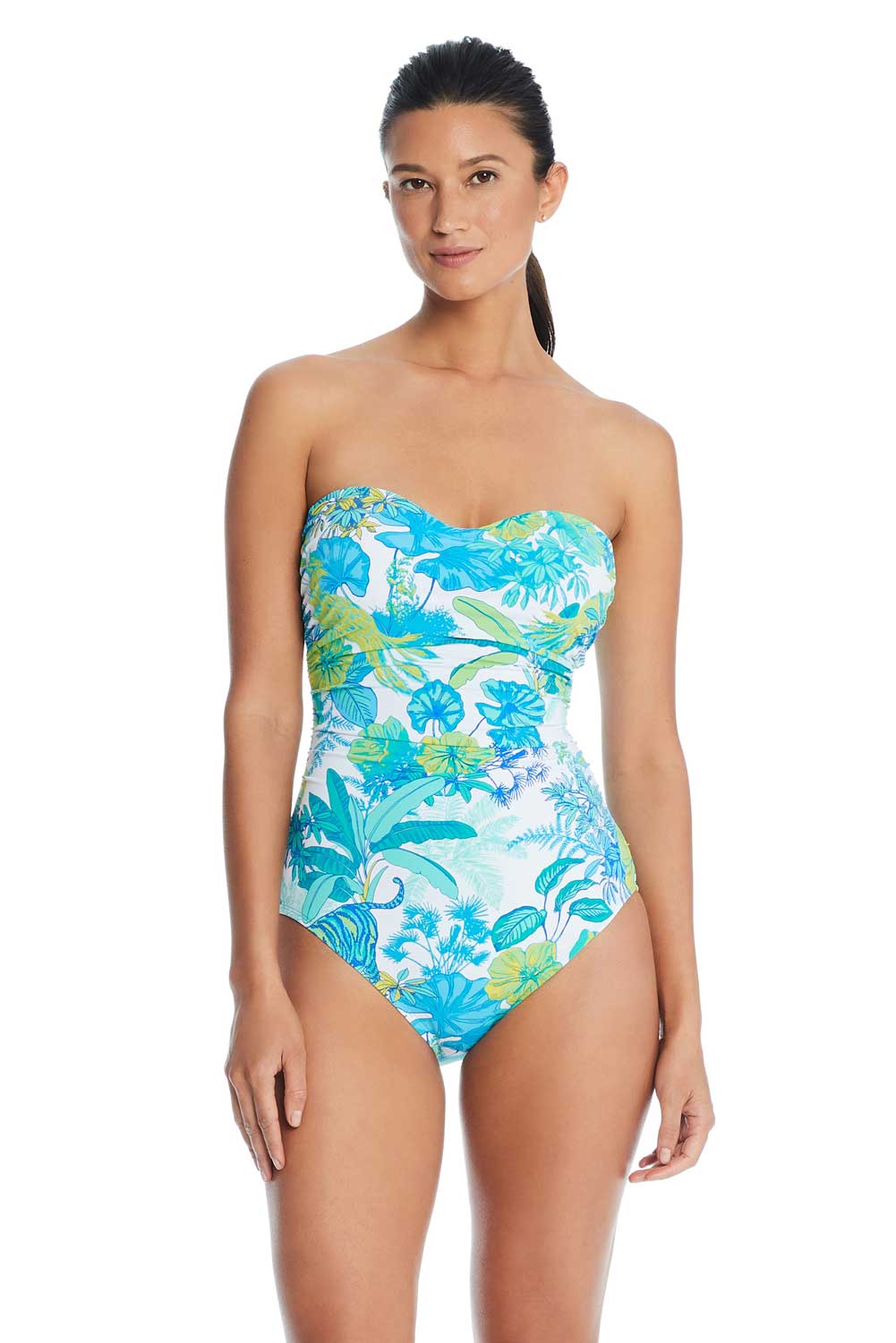 Bleu: One Piece What's New Pussycat Shirred Bandeau Mio Swimsuit