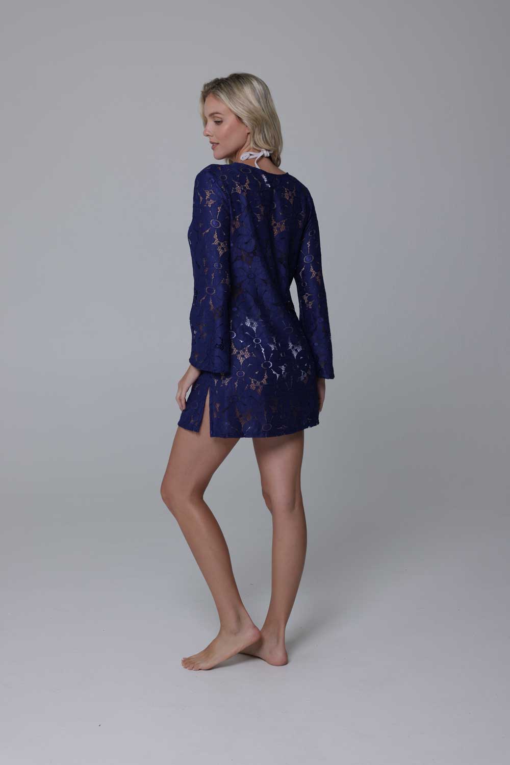 J.Valdi: Floral Crochet Bell Sleeve Scoop Neck Tunic