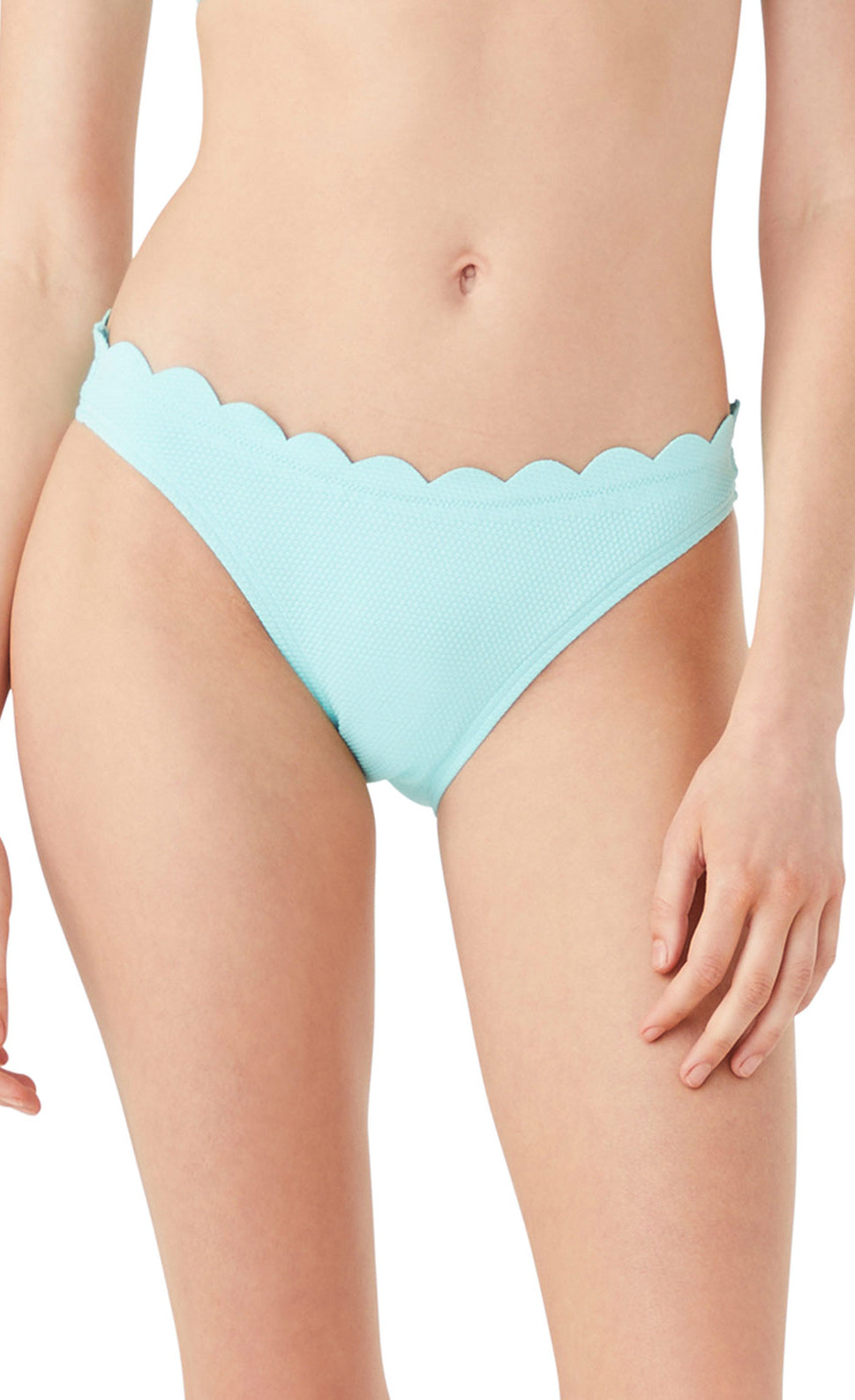 kate spade new york Solid V-Front Pique Texture Scallop Bikini Swim Top