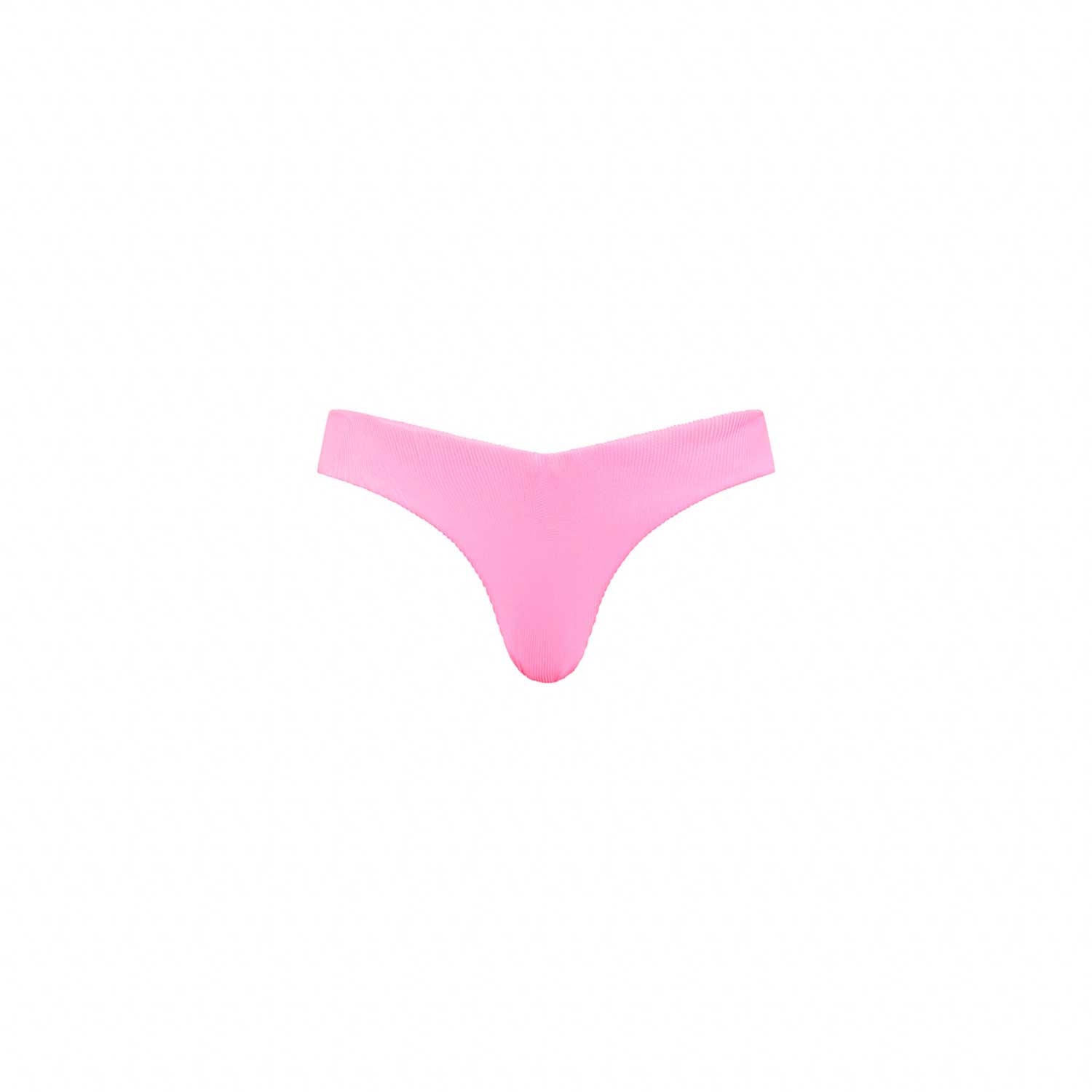 Kulani Kinis: Taffy Pink Ribbed Cheeky V Bikini Bottom