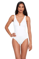 Lauren: One Piece Beach Club Solids Ring Underwire - WHITE