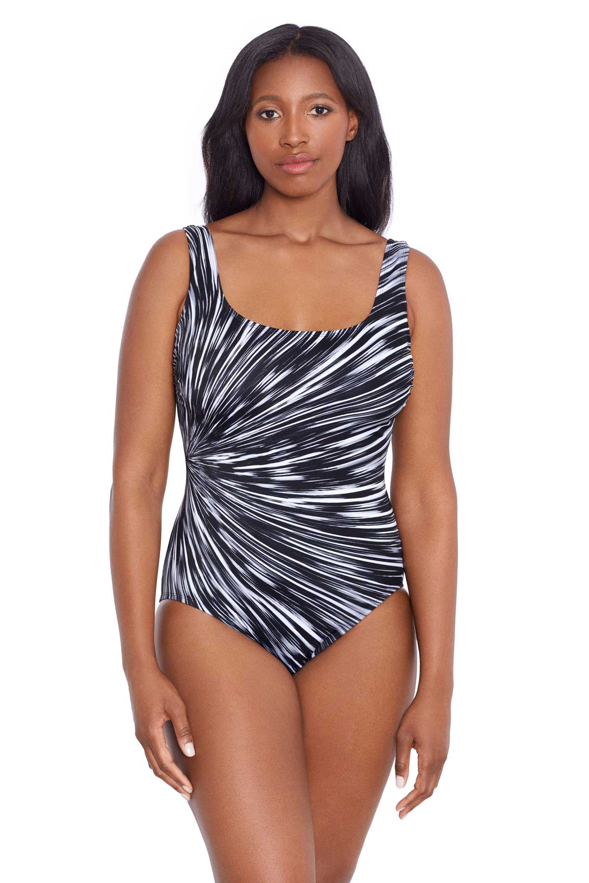 Longitude One Piece Night Point Long Torso Scoopneck Tank Swimsuit