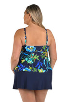 Maxine: Plus Size Indigo Vineyard Tiered Tankini Top