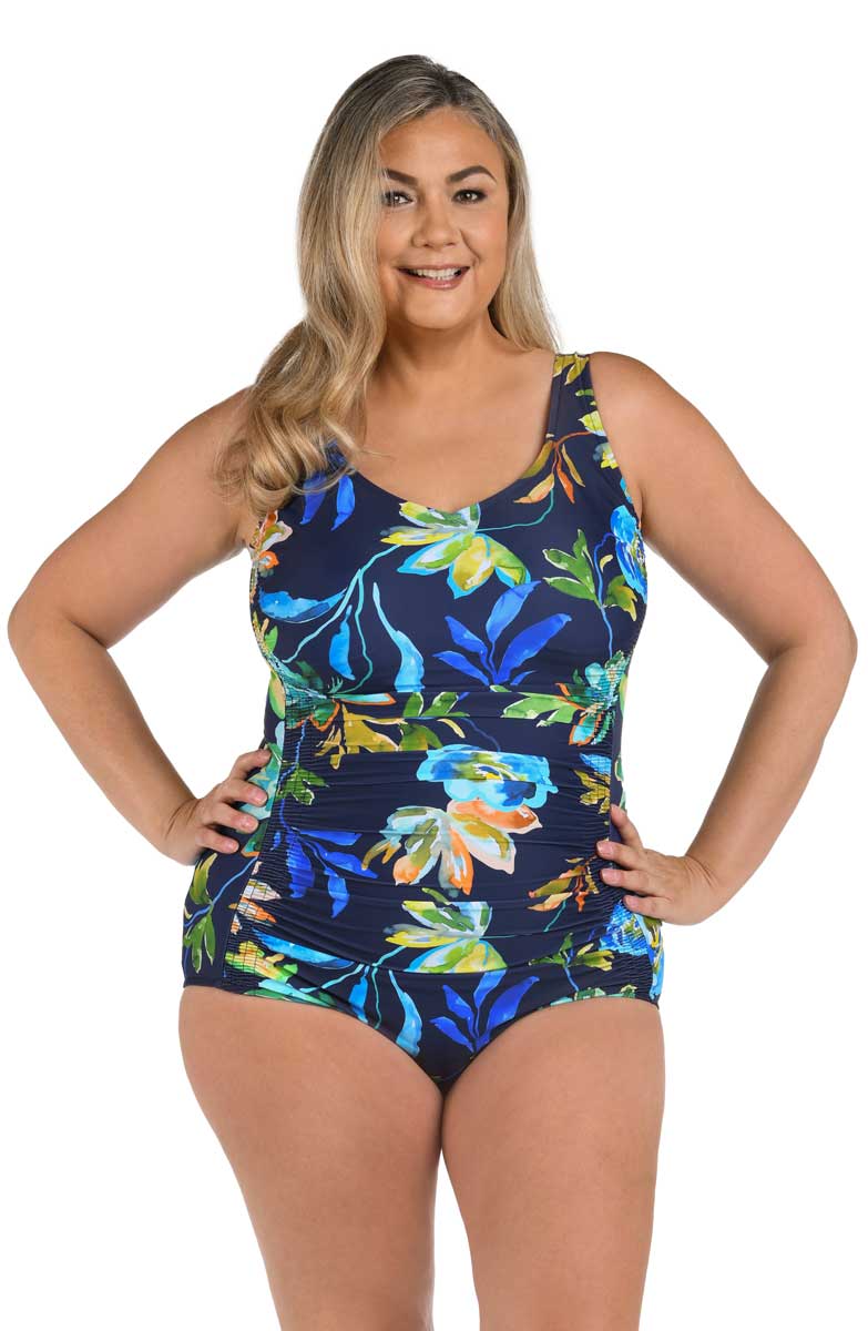 Maxine: Plus Size One Piece Indigo Vineyard Mio Swimsuit