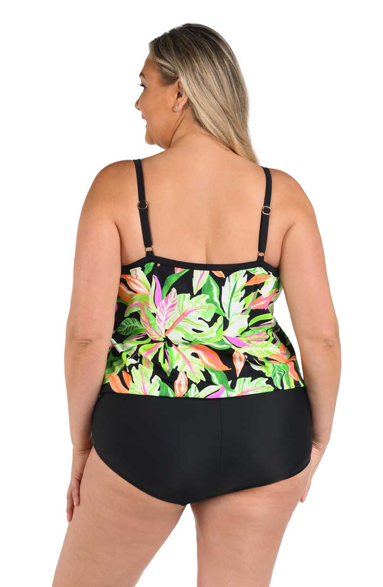 Maxine: Plus Size One Piece Rainforest Blouson Mio Swimsuit