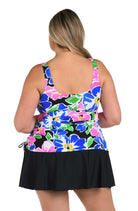 Maxine: Plus Size One Piece Sum Splash Adjustable Tank Swimdress