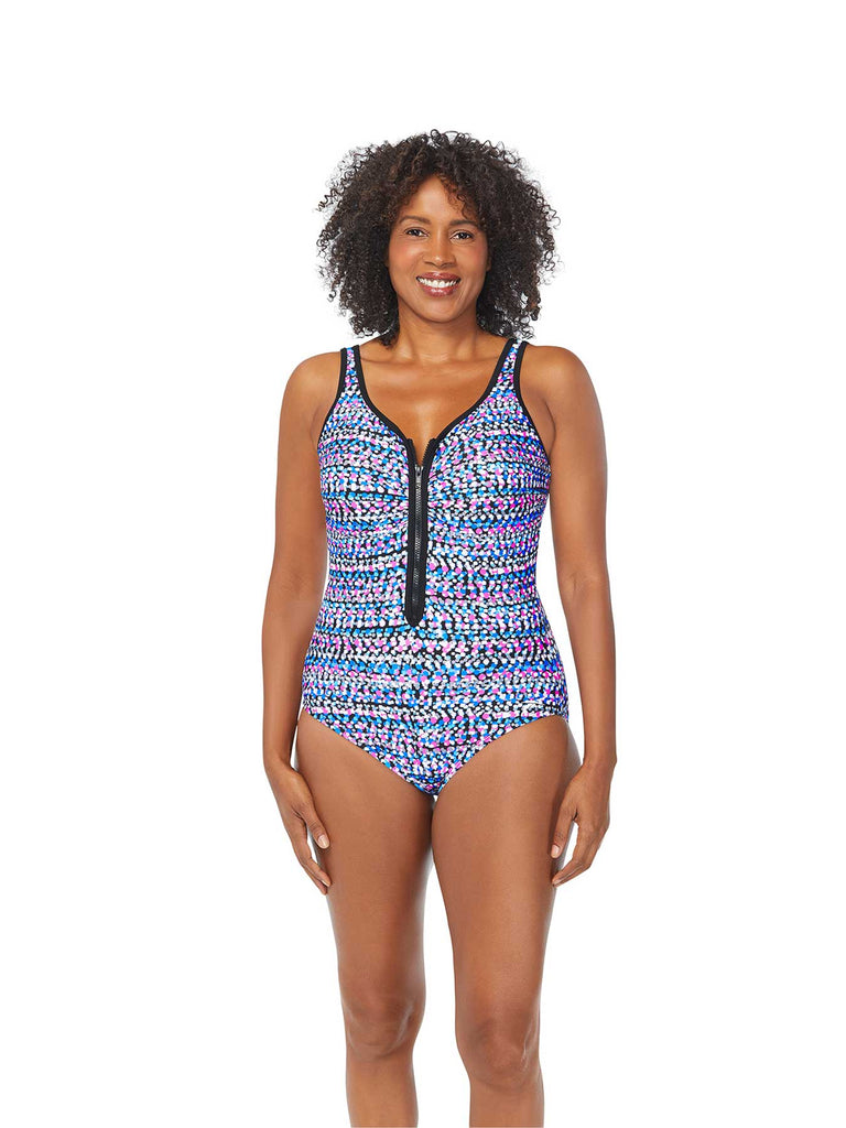 Miraclesuit: One Piece Network News Vive Zip Up Swimsuit