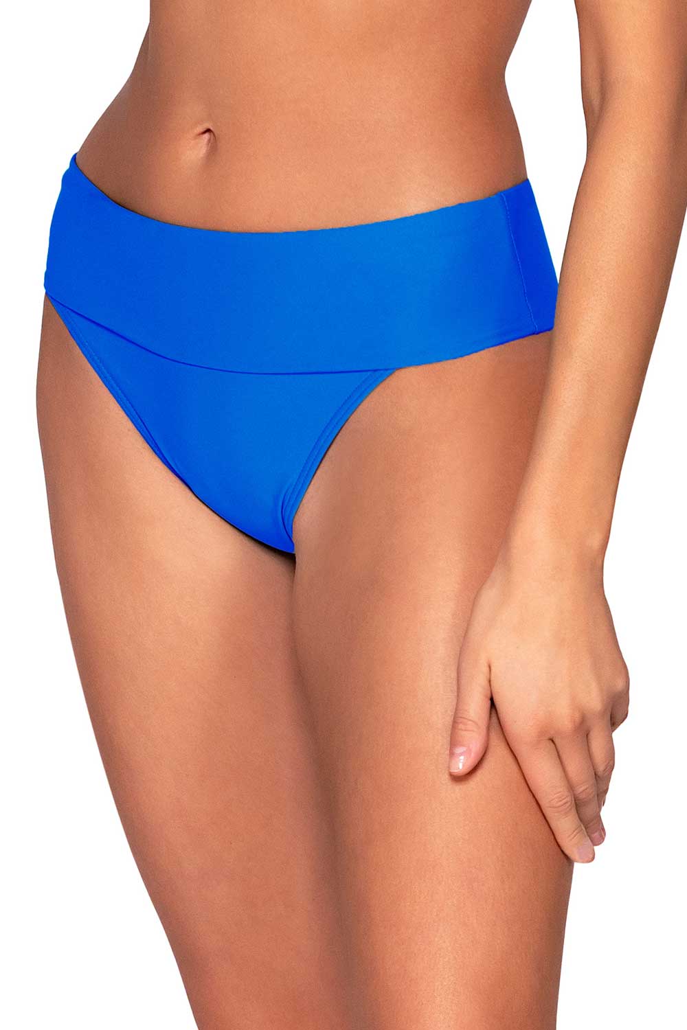 Sunsets Electric Blue Hannah Foldover High Waist Bikini Bottom Swim City