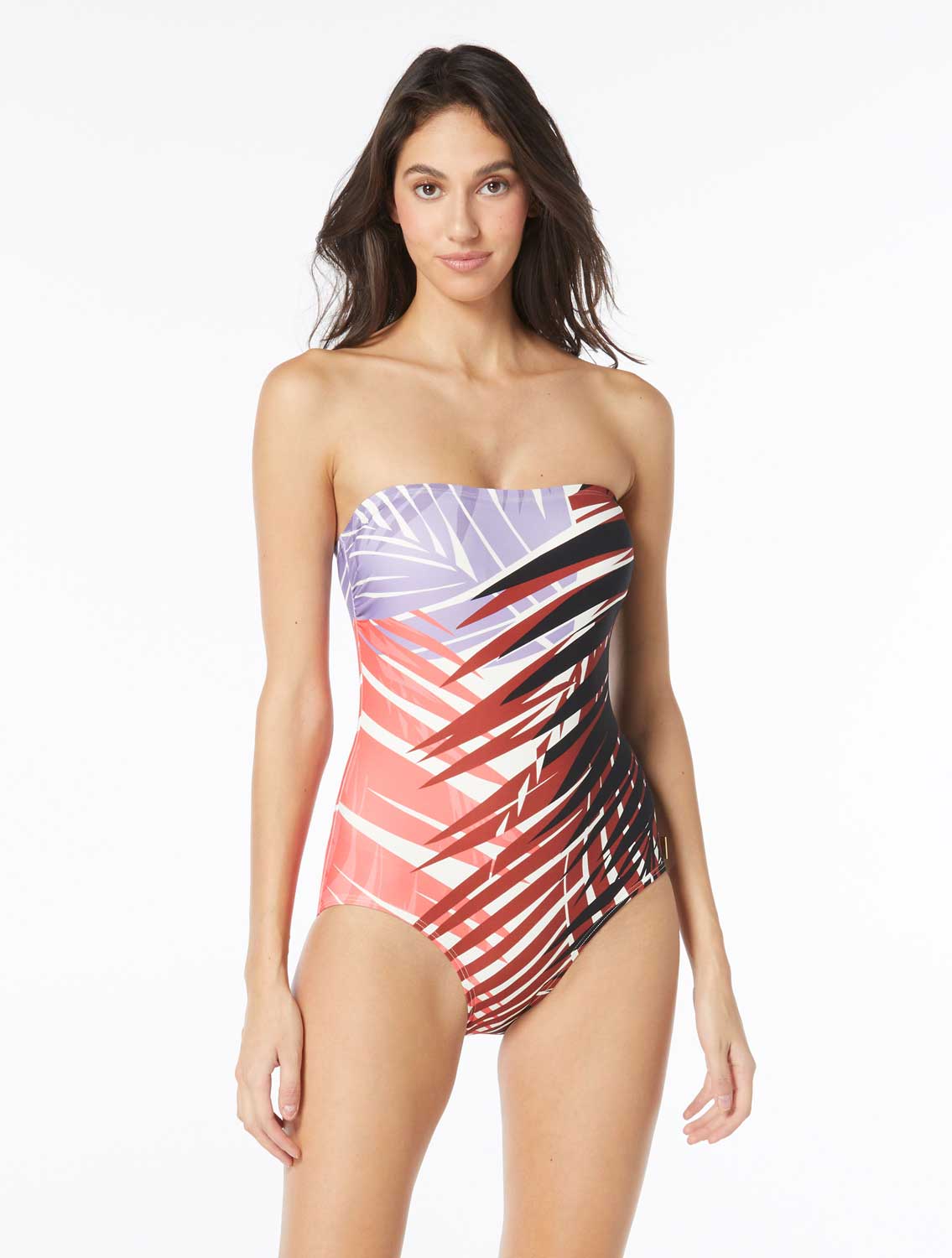 Vince Camuto: One Piece Riviera Palm Bandeau Swimsuit