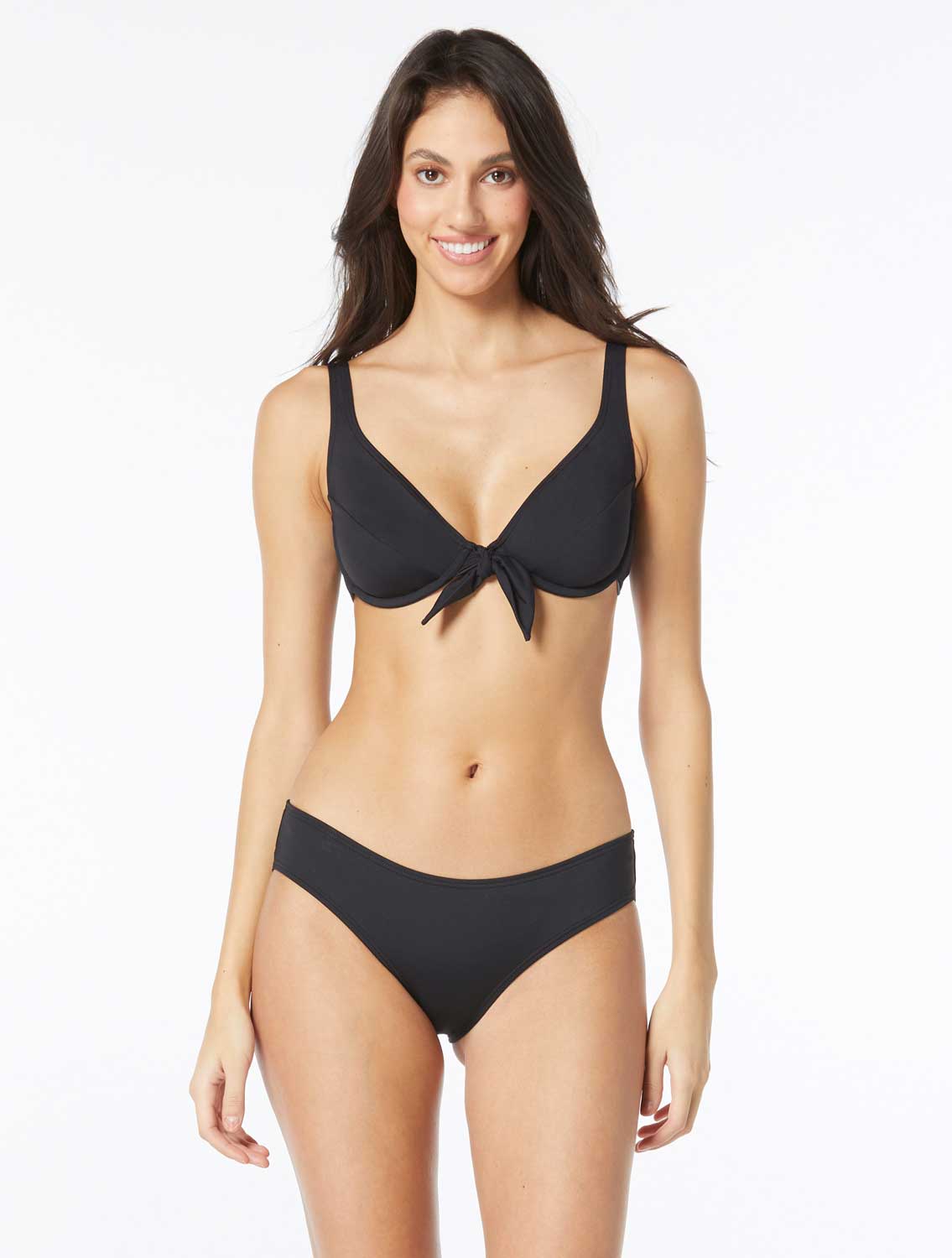 Vince Camuto: Solid Tie Front Underwire Bikini Top