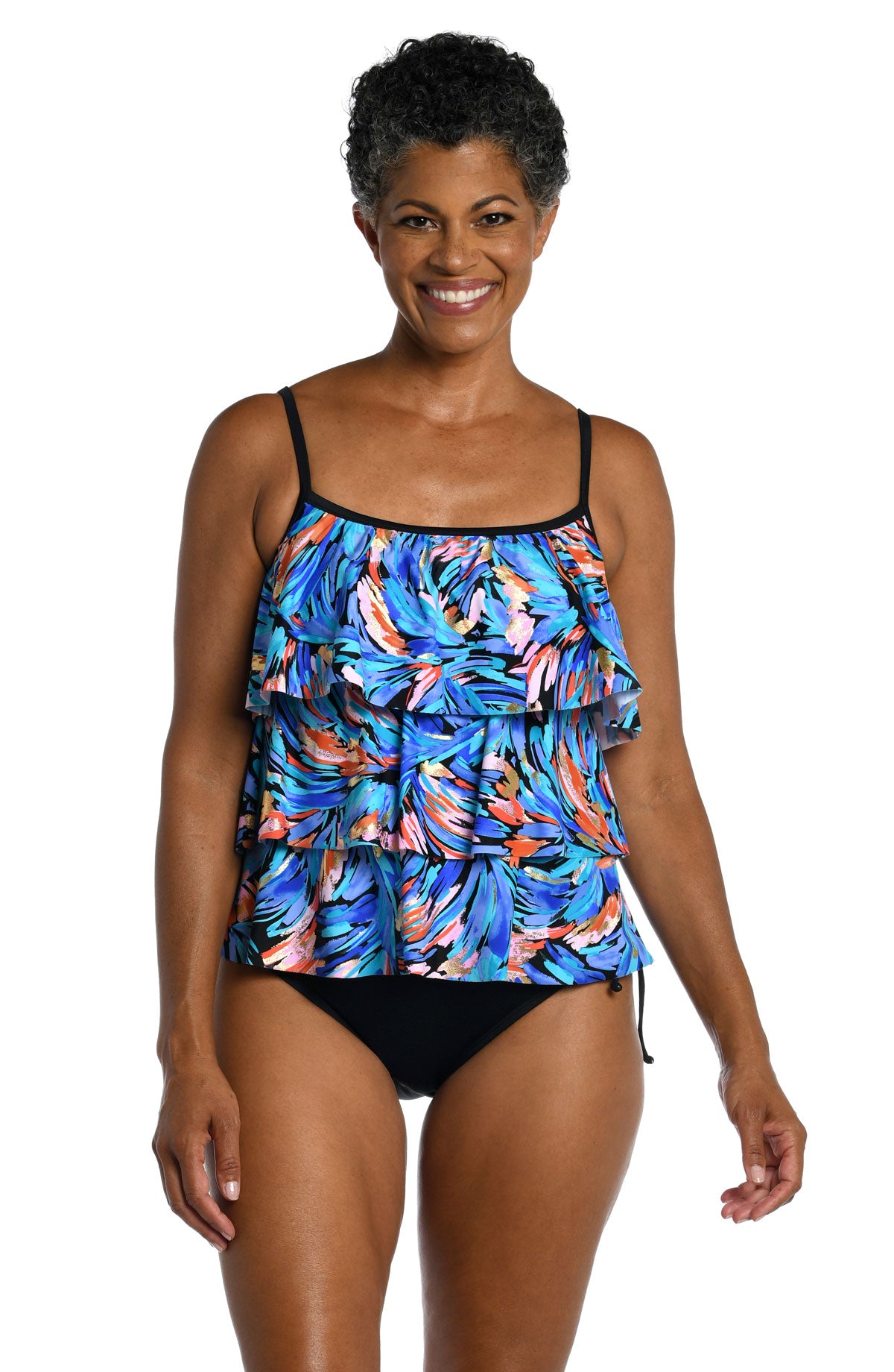 Plus Size Triple Tier Swim Dress Ocean Air – Longitude Swim